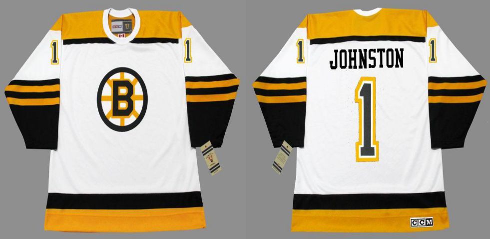 2019 Men Boston Bruins #1 Johnston White CCM NHL jerseys->boston bruins->NHL Jersey